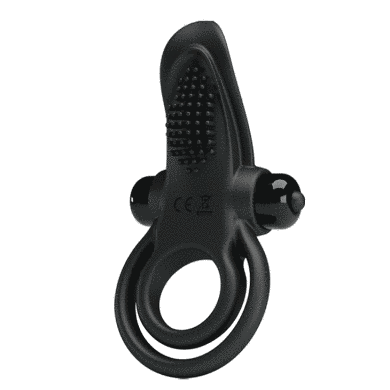 Кольцо с вибропулей и массажером клитора ПОМОЩНИК (черное) фото 6