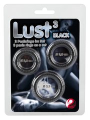 Набір чоловічих ерекційних кілець Lust (чорні) фото 1