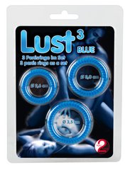 Набір чоловічих ерекційних кілець Lust (блакитні) фото 1