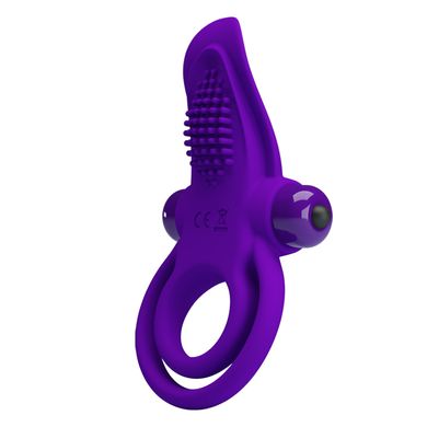 Кольцо с вибропулей и массажером клитора ПОМОЩНИК (фиолетовое) фото 4