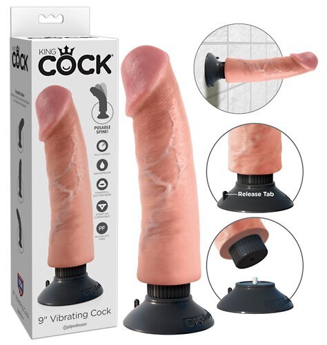 Вібратор  Vibrating Cock 9" 20.4 см на присосці, що знімається фото 1