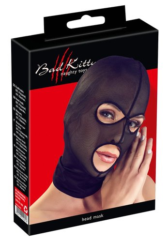 БДСМ-маска із сітки з отворами для рота та очей фото 1