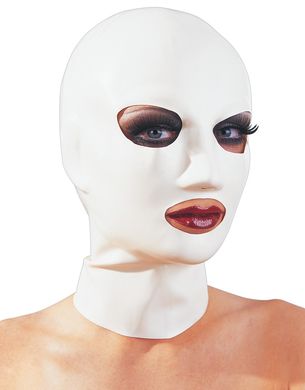 Белая латексная бдсм-маска с отверстиями фото 2