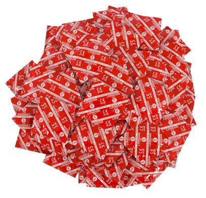 Упаковка червоних презервативів LONDON (100шт) фото 2