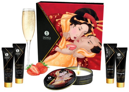 Набір для еротичного масажу Geisha (полуничне ігристе вино) фото 1