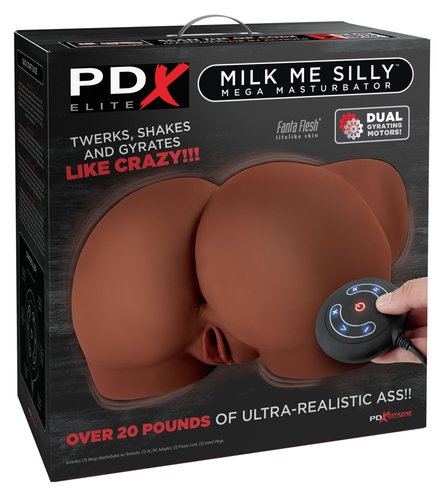 Реалістична вагіна з вібро-обертальним масажем MILK ME SILLY (шоколадний)